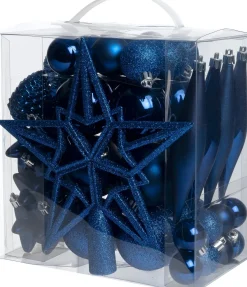 Intratuin kerst ornament mix Troy blauw D 3-20 cm 50-delig
