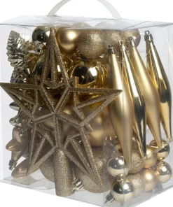 Intratuin kerst ornament mix Troy goud D 3-20 cm 50-delig