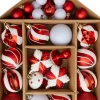 Intratuin kerst ornament mix Manton rood / wit D 3/5/7 cm 38-delig