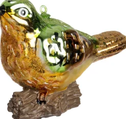 Intratuin kerst ornament mus bruin / groen 11,3 x 5,4 x 8,4 cm