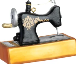Intratuin kerst ornament naaimachine zwart 7,7 x 4,3 x 6,2 cm