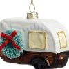 Intratuin kerst ornament Nivar caravan bruin / wit 8 x 4 x 7 cm