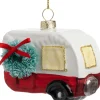 Intratuin kerst ornament Nivar caravan rood / wit 8 x 4 x 7 cm