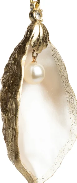 Intratuin kerst ornament oester goud / wit 6,4 x 3,1 x 12,9 cm