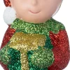 Intratuin kerst ornament Olfa elf cadeau rood / goud / groen 3,4 x 3,8 x 11 cm