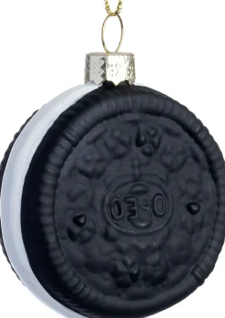 Intratuin kerst ornament oreo koekje zwart / wit 6 x 2,3 x 6,5 cm