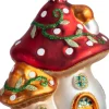 Intratuin kerst ornament paddenstoel wit / rood 9,2 x 7,4 x 10,2 cm