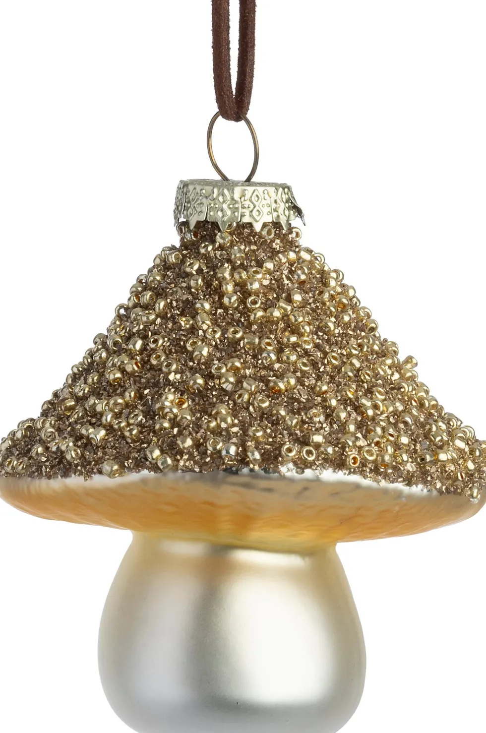 Intratuin kerst ornament paddenstoel bruin 8 x 7 x 7 cm
