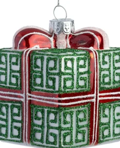 Intratuin kerst ornament Paisley cadeau groen 7,5 x 6 x 6 cm