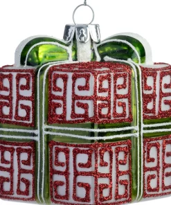 Intratuin kerst ornament Paisley cadeau rood 7,5 x 6 x 6 cm
