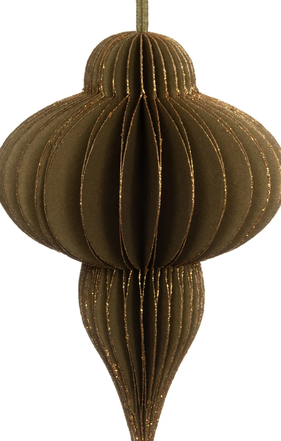 Intratuin kerst ornament papier groen / goud D 8,5 H 11,5 cm