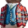 Intratuin kerst ornament papa beer rood / blauw 7,4 x 5,8 x 15,8 cm