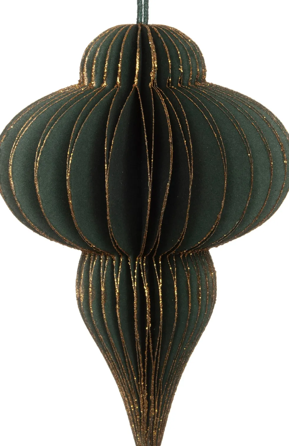 Intratuin kerst ornament papier goud / groen D 8,5 H 11,5 cm