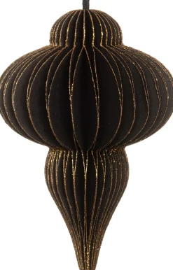 Intratuin kerst ornament papier zwart D 8,5 H 11,5 cm