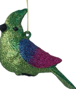 Intratuin kerst ornament parkiet groen / rood 11,7 x 4,4 x 7,1 cm