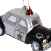 Intratuin kerst ornament politieauto zwart / wit 10 x 4,5 x 5 cm