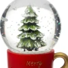 Intratuin kerst ornament Ravi sneeuwbol kopje rood / groen 5 x 4,5 x 7 cm