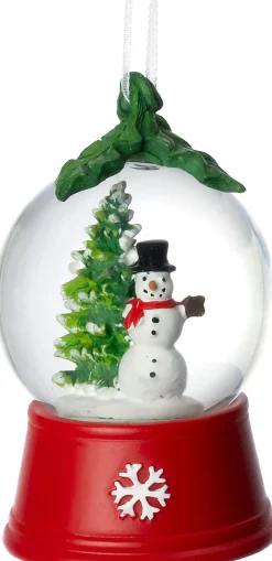 Intratuin kerst ornament Ravi sneeuwbol sneeuwpop groen / rood D 4,5 H 7,8 cm