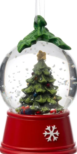 Intratuin kerst ornament Ravi sneeuwbol kerstboom groen / rood D 4,5 H 7,8 cm