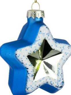 Intratuin kerst ornament Renze blauw / zilver 8 x 3,5 x 8 cm