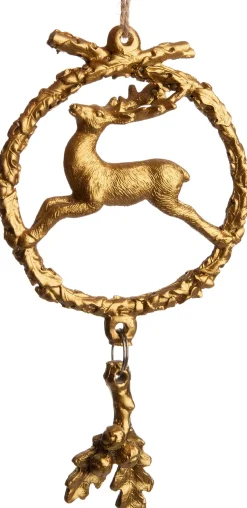 Intratuin kerst ornament rendier springend goud 13 x 7 x 2,2 cm