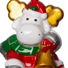 Intratuin kerst ornament rendier met bel rood D 8,2 H 9,8 cm