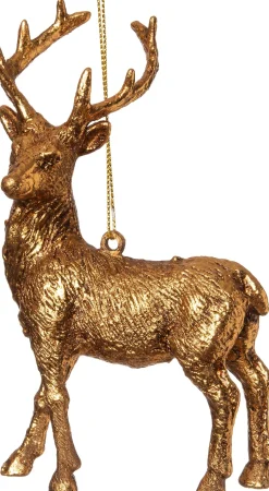 Intratuin kerst ornament rendier staand goud 9,5 x 6,8 x 13,8 cm