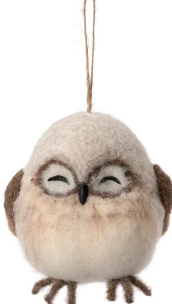 Intratuin kerst ornament Rito uil ogen dicht 10 x 9,5 x 12 cm