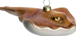 Intratuin kerst ornament rog bruin / wit 16,1 x 10 x 4,3 cm