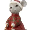 Intratuin kerst ornament Rumi muis slee rood / grijs 3,3 x 5,1 x 8,1 cm