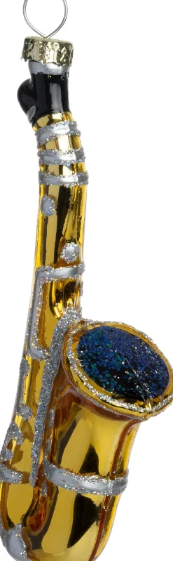 Intratuin kerst ornament saxofoon goud 2,6 x 5 x 11 cm