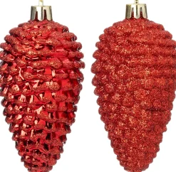 Intratuin kerst ornament Sien dennenappel rood D 5 H 10 cm 4 stuks