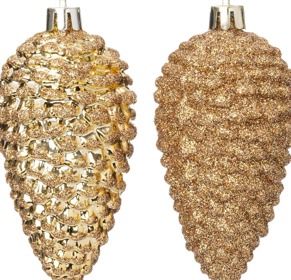 Intratuin kerst ornament Sien dennenappel goud D 5 H 10 cm 4 stuks