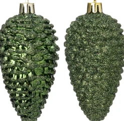 Intratuin kerst ornament Sien dennenappel donkergroen D 5 H 10 cm 4 stuks