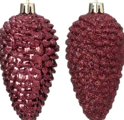 Intratuin kerst ornament Sien dennenappel paars D 5 H 10 cm 4 stuks