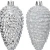 Intratuin kerst ornament Sien dennenappel zilver D 5 H 10 cm 4 stuks