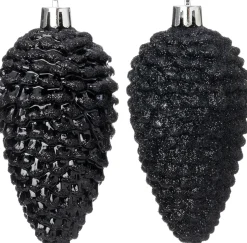 Intratuin kerst ornament Sien dennenappel zwart D 5 H 10 cm 4 stuks