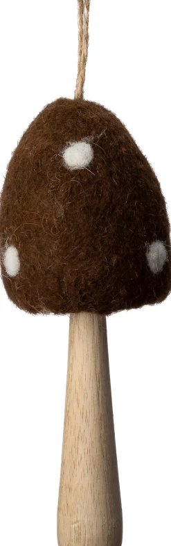 Intratuin kerst ornament Sieni paddenstoel bruin 4,5 x 4,5 x 13 cm