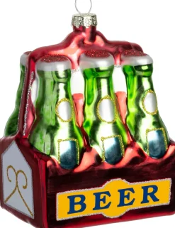 Intratuin kerst ornament sixpack bier zwart / goud 8,1 x 4,8 x 9,7 cm