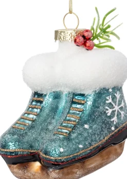Intratuin kerst ornament Skita schaatsen blauw 7 x 7 x 6 cm