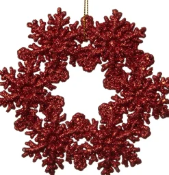 Intratuin kerst ornament sneeuwvlok en ijskristal rood 11 x 0,2 x 11 cm