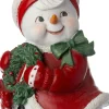 Intratuin kerst ornament sneeuwpop wit / rood 6,2 x 5,8 x 9,2 cm