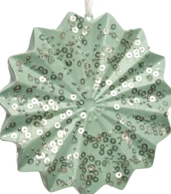 Intratuin kerst ornament sneeuwvlok groen 9,4 x 9,4 x 2,2 cm