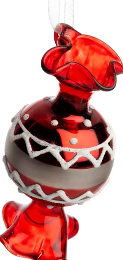 Intratuin kerst ornament snoep rood / wit 4 x 4 x 7,5 cm