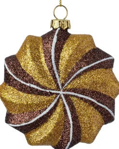 Intratuin kerst ornament snoepje bruin / goud 9 x 3 x 9 cm