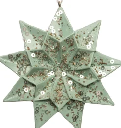 Intratuin kerst ornament ster groen 9,4 x 9,3 x 2,5 cm