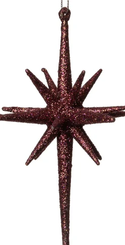Intratuin kerst ornament ster rood 9,5 x 9,5 x 14 cm