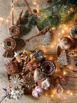 Intratuin kerst ornament stroopwafel bruin 8,3 x 2,1 x 9,1 cm