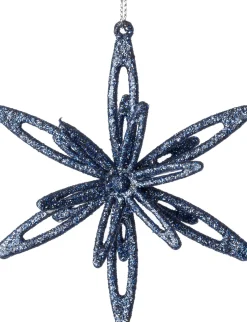 Intratuin kerst ornament Suza ster donkerblauw 10 x 3 x 10 cm