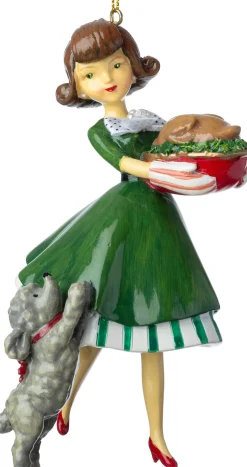 Intratuin kerst ornament Suzy meisje met eten groen 8,5 x 8,1 x 14,5 cm